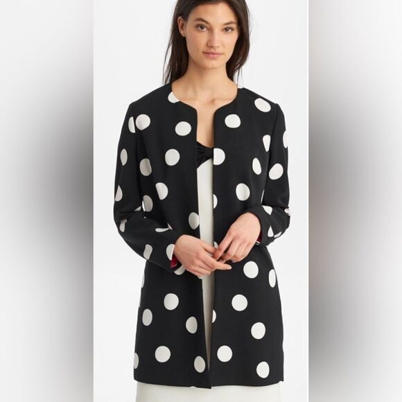 KARL LAGERFELD Polka Dot Longline Jacket  Black & White Small - Picture 1 of 10